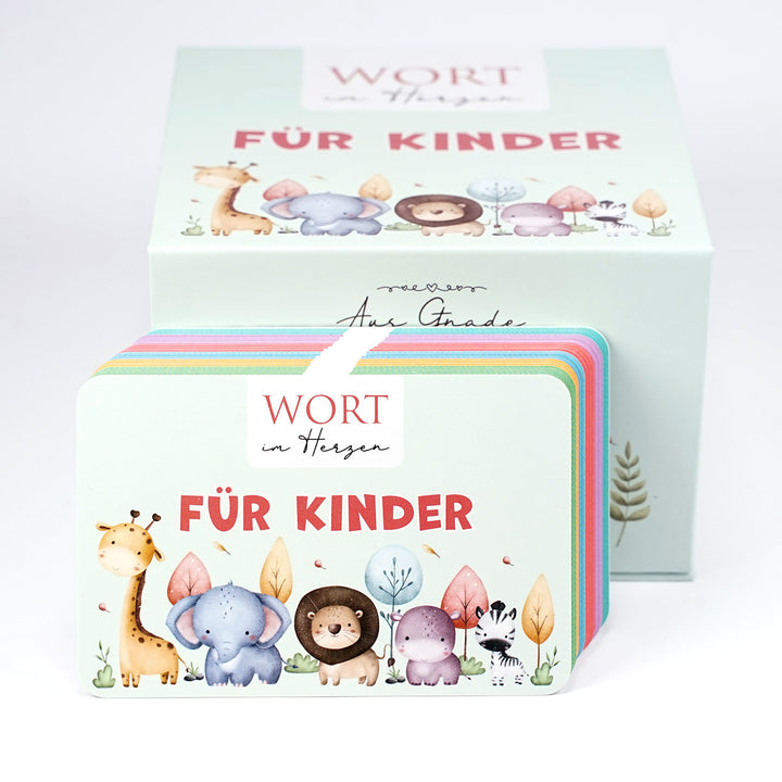Wort im Herzen "Für Kinder" + Aufbewahrungsbox · Bibelvers-Lernkarten