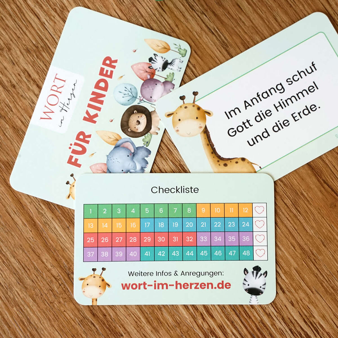 Wort im Herzen "Für Kinder"  · Bibelverse für Kinder · 48 Lernkarten