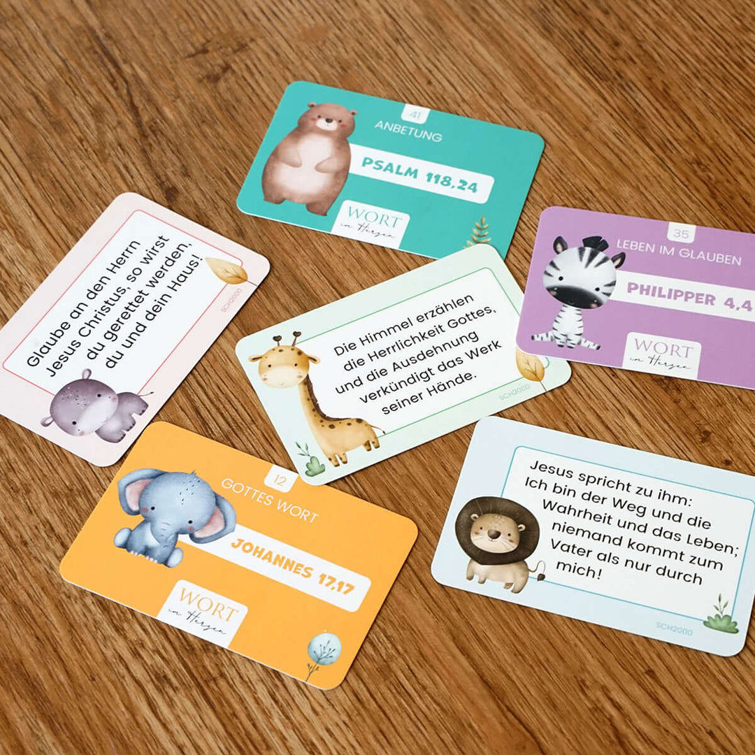 Wort im Herzen "Für Kinder"  · Bibelverse für Kinder · 48 Lernkarten