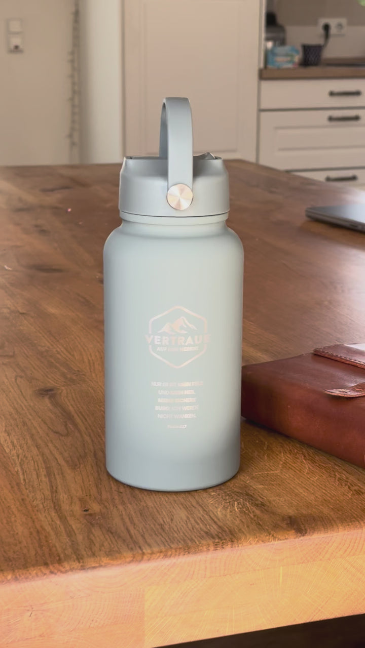 Thermoflasche "Vertraue auf den Herrn" · 650 ml · Gravur · Psalm 62,7