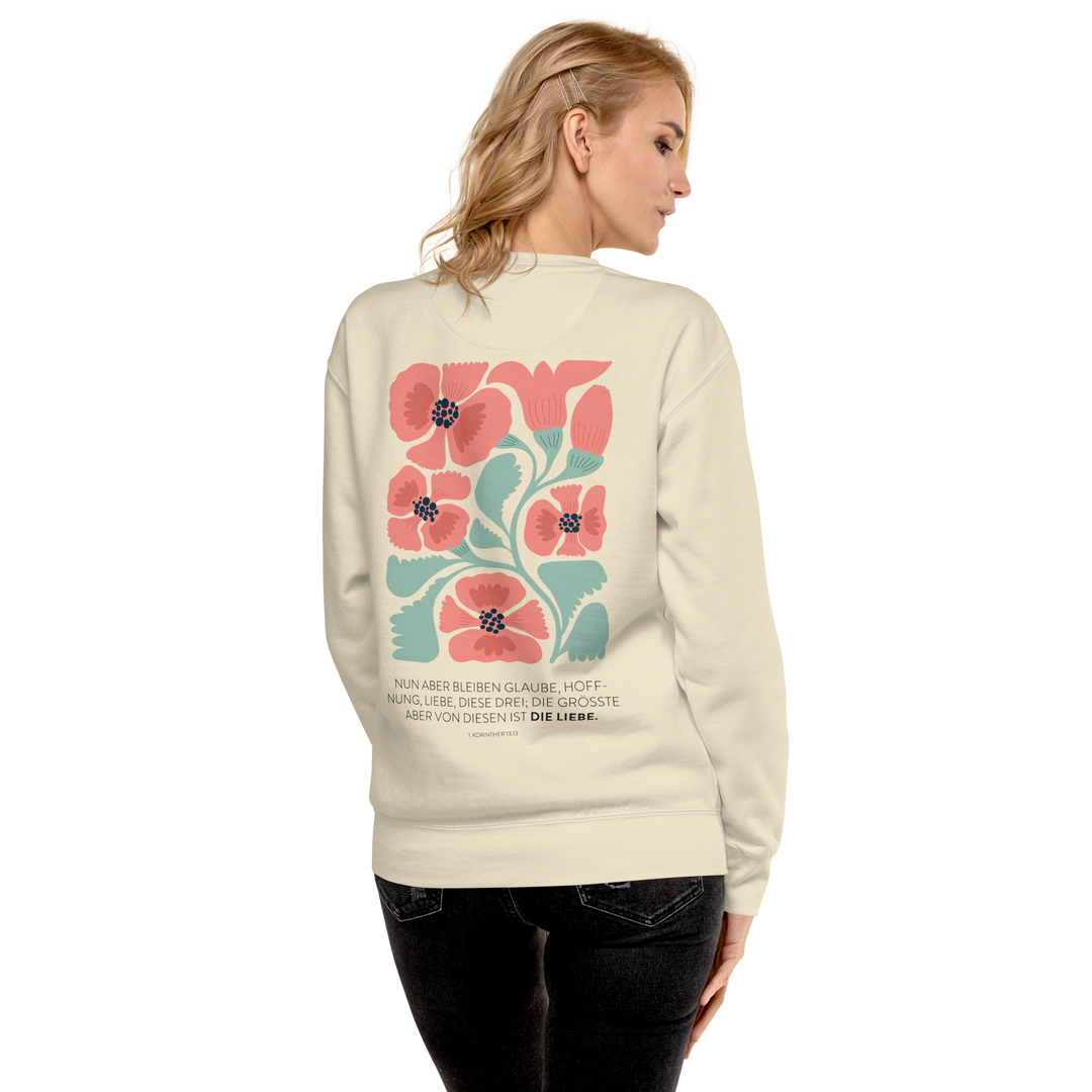 Unisex Premium Pullover "Liebe" · Bibelvers · beidseitig bedruckt