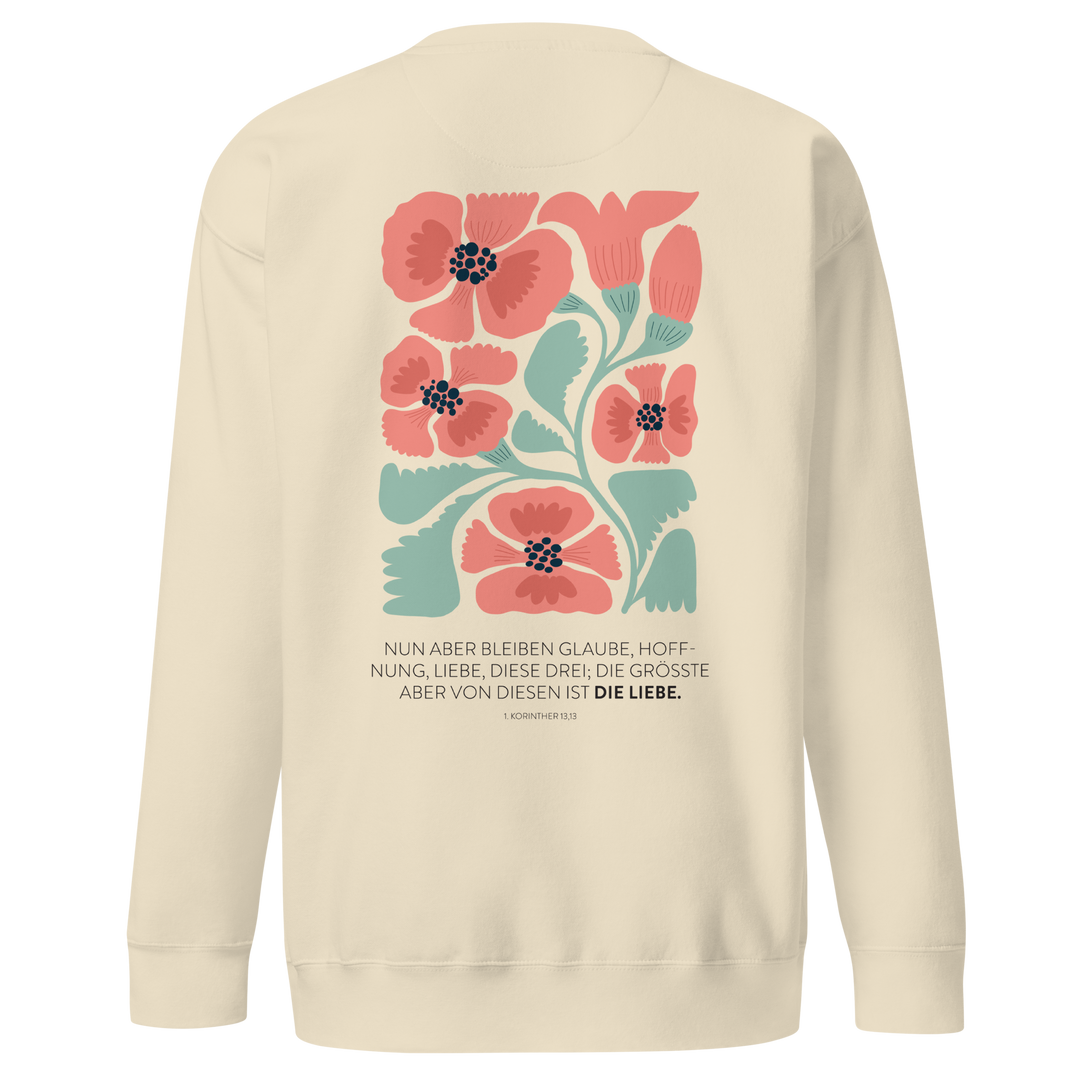 Unisex Premium Pullover "Liebe" · Bibelvers · beidseitig bedruckt