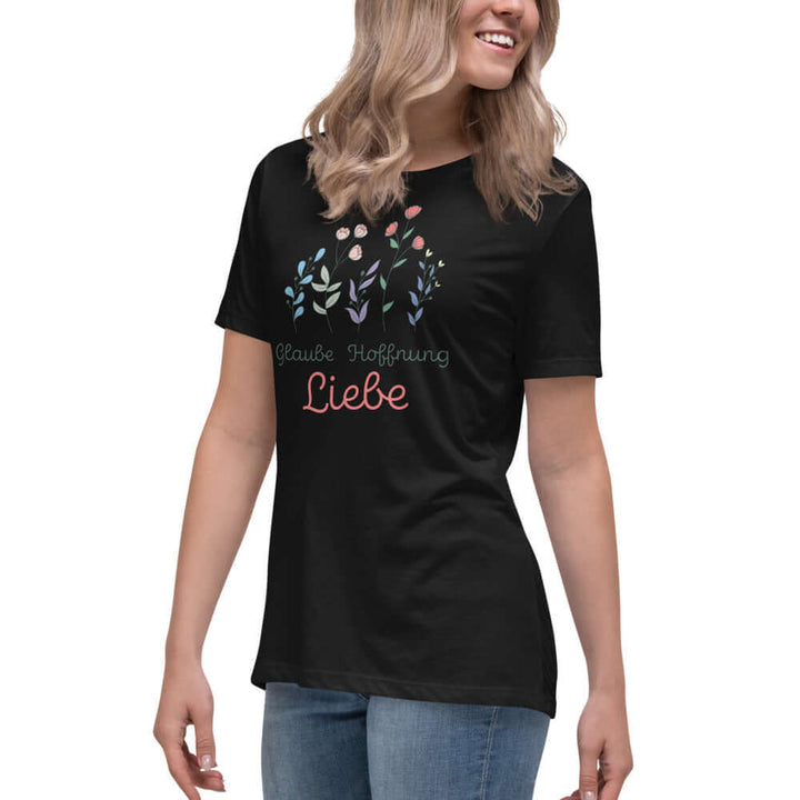 Lockeres Damen-T-Shirt "Glaube Hoffnung Liebe"
