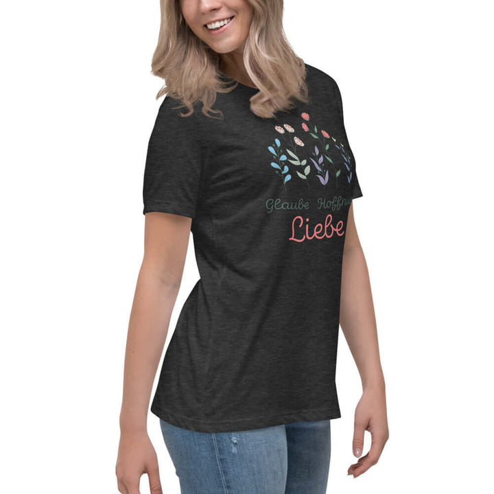 Lockeres Damen-T-Shirt "Glaube Hoffnung Liebe"