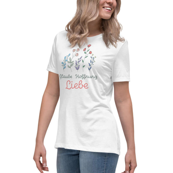 Lockeres Damen-T-Shirt "Glaube Hoffnung Liebe"