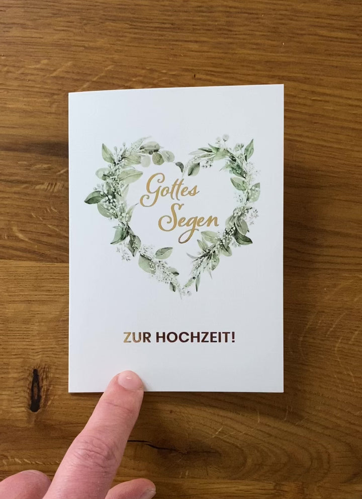 Klappkarte "Gottes Segen zur Hochzeit!" mit Bibelvers · A6 · mit Gold veredelt