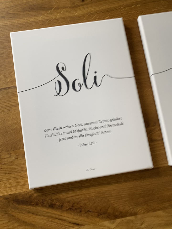 3x Leinwandbilder "Soli Deo Gloria" · 3er Set · Bibelvers