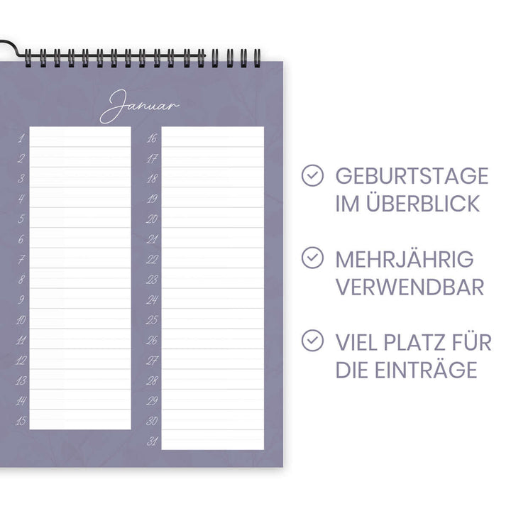 Großer Geburtstagskalender "Ermutigung" · A3 · Mehrjähriger Kalender mit Bibelversen – Aus Gnade