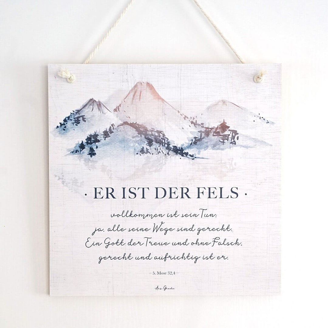 Holzschild "Fels" · 30x30 cm · Christliche Holzschilder – Aus Gnade