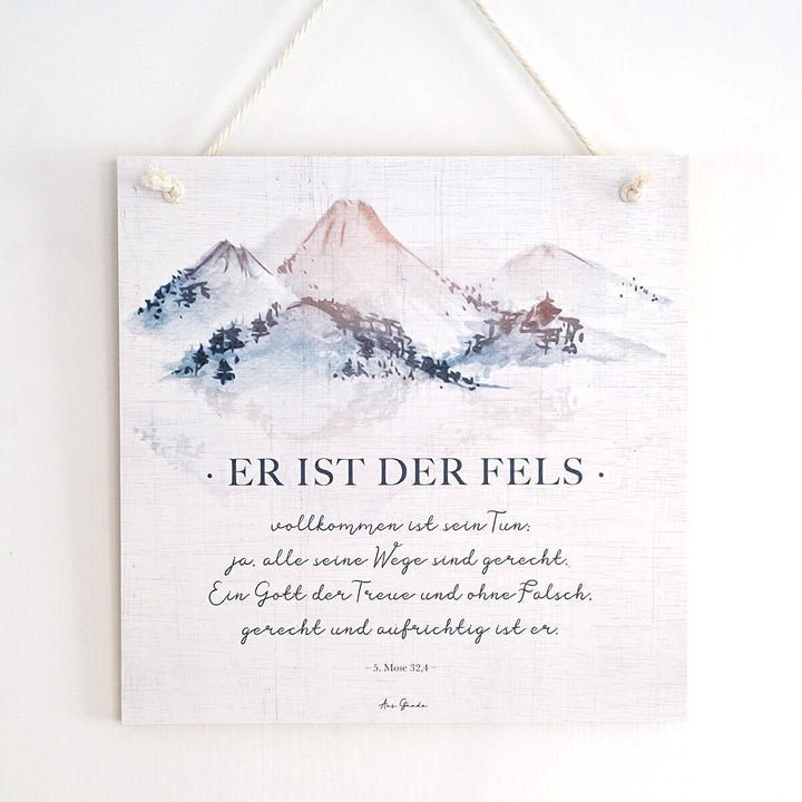 Holzschild "Fels" · 30x30 cm · Christliche Holzschilder – Aus Gnade