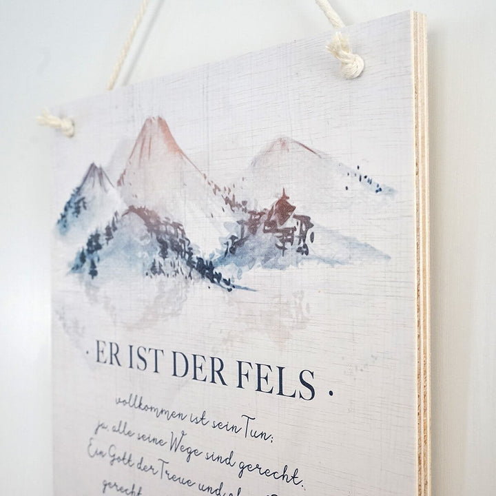 Holzschild "Fels" · 30x30 cm · Christliche Holzschilder – Aus Gnade