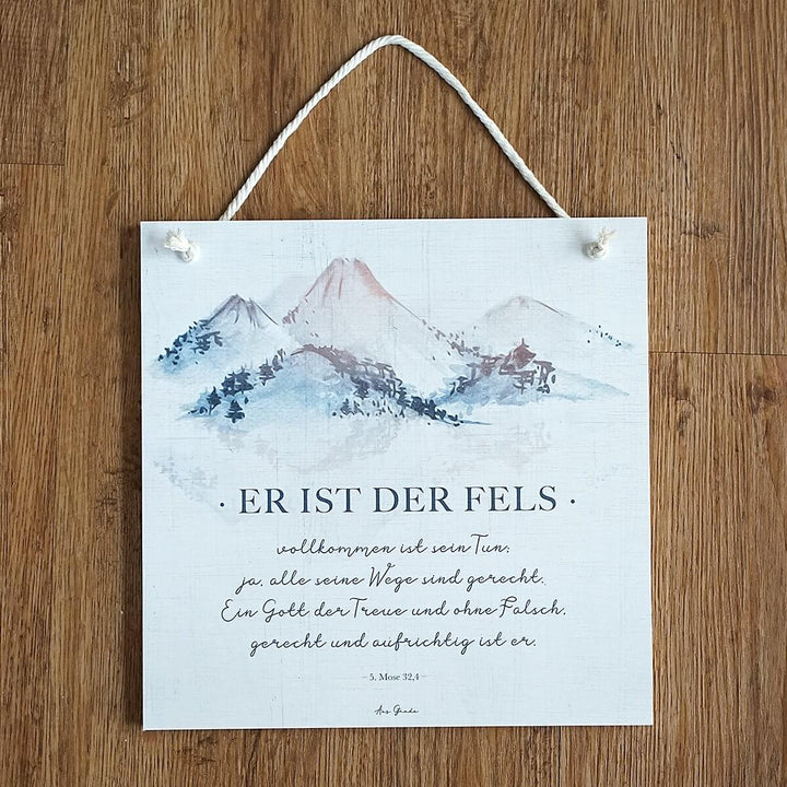 Holzschild "Fels" · 30x30 cm · Christliche Holzschilder – Aus Gnade