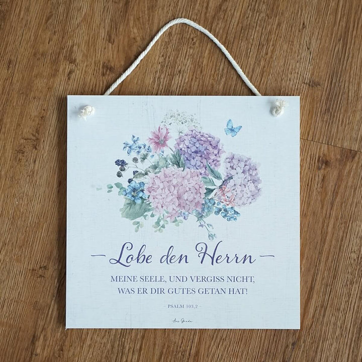 Holzschild "Lobe den Herrn" · 30x30 cm · Christliche Holzschilder – Aus Gnade