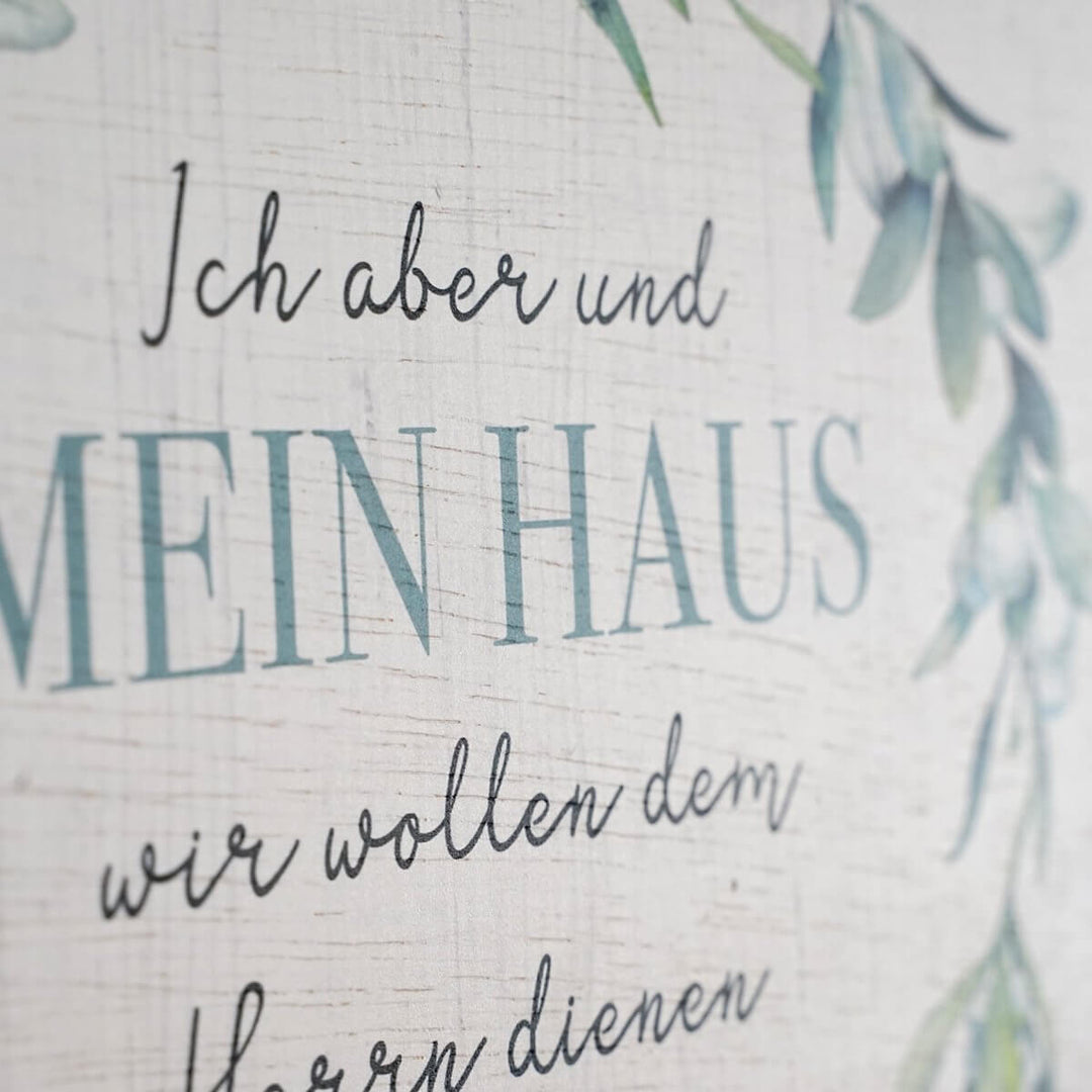 Holzschild "Mein Haus" · Bibelvers · 30x30 cm · Christliche Holzschilder – Aus Gnade