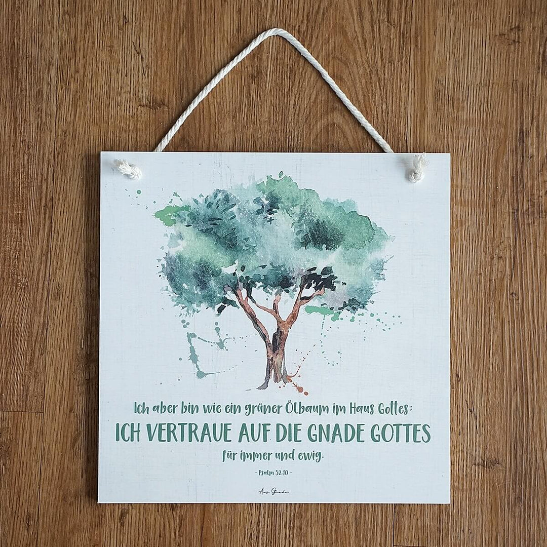 Holzschild "Ölbaum" · 30x30 cm · Christliche Holzschilder – Aus Gnade
