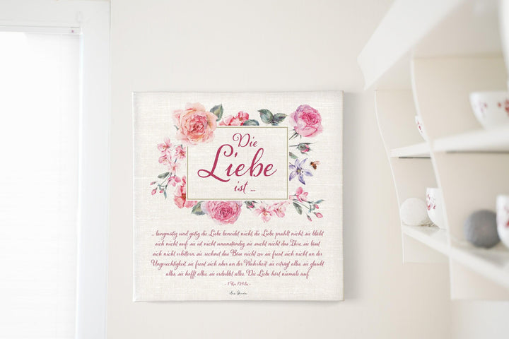 Leinwandbild "Die Liebe ist ..." · 50x50cm – Aus Gnade
