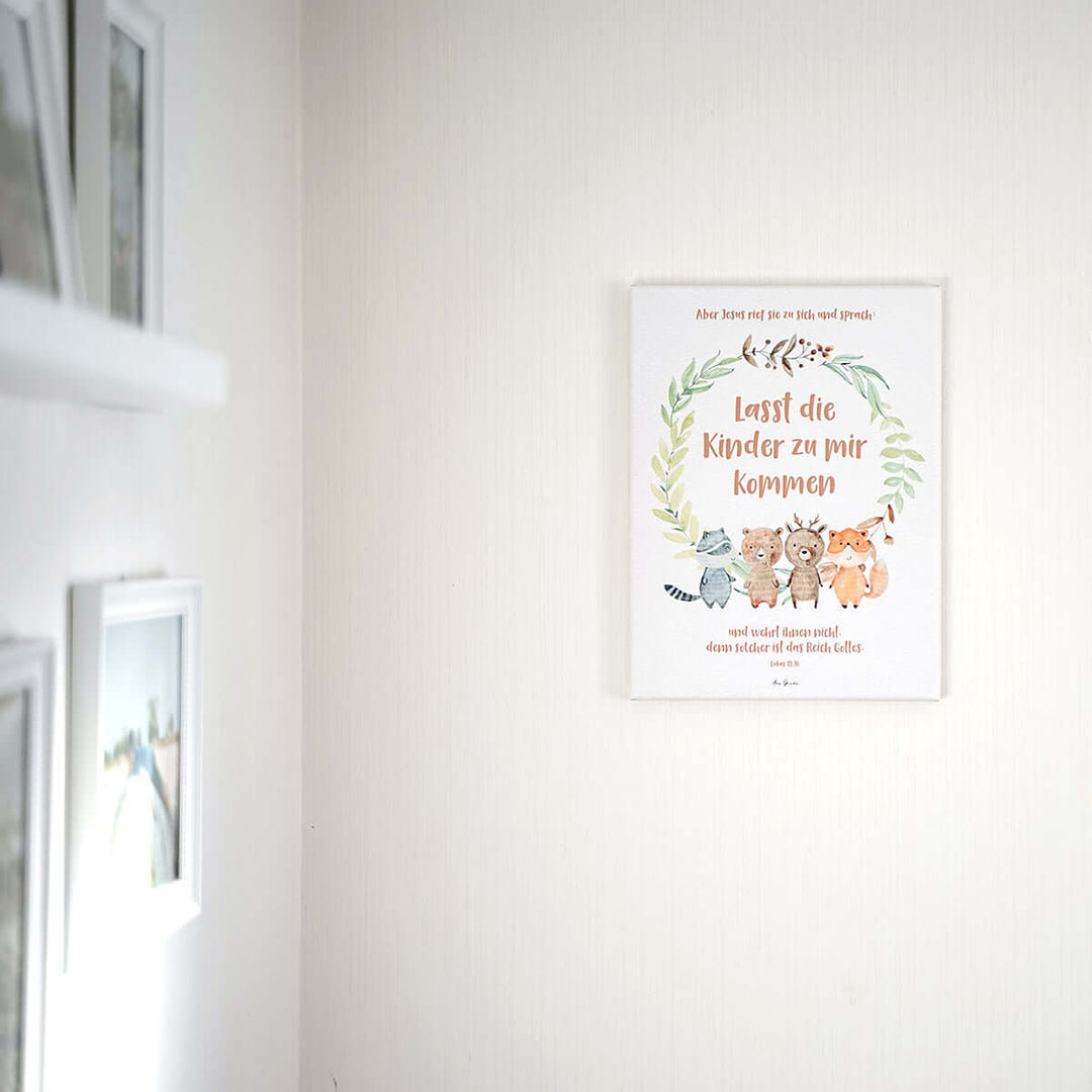 Leinwandbild "Lasst die Kinder zu mir kommen" · Bibelvers · 30 x 40 cm – Aus Gnade
