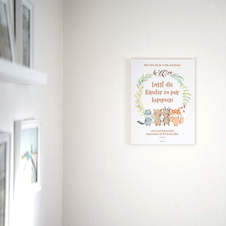 Leinwandbild "Lasst die Kinder zu mir kommen" · Bibelvers · 30 x 40 cm – Aus Gnade