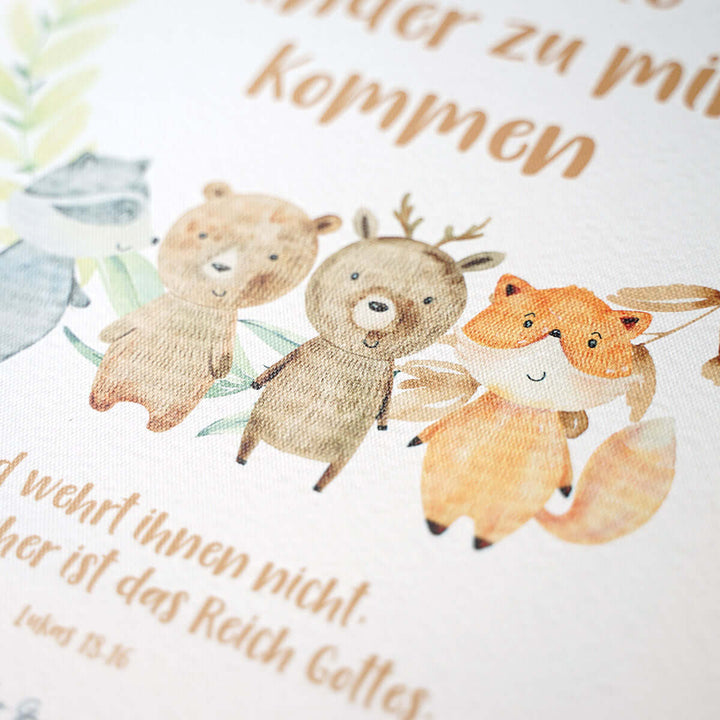 Leinwandbild "Lasst die Kinder zu mir kommen" · Bibelvers · 30 x 40 cm – Aus Gnade