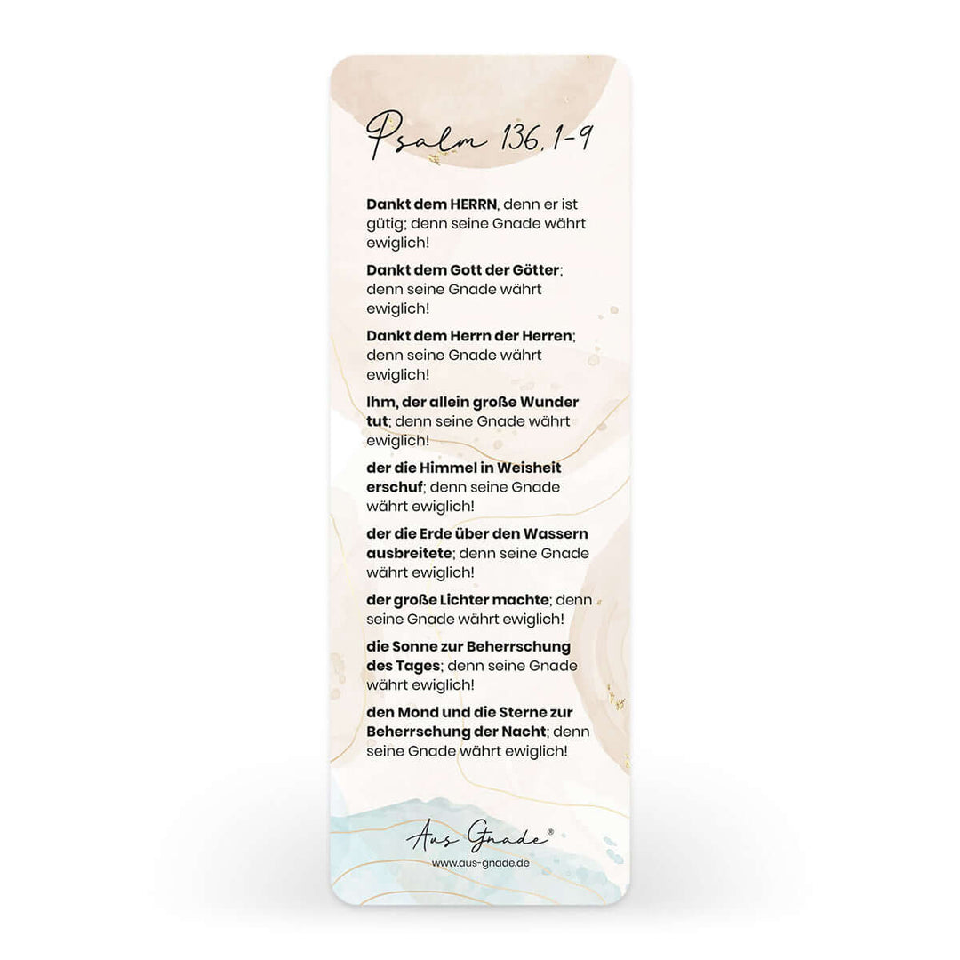 Lesezeichen "Dankt dem HERRN!" · Serie Psalmen · Bibelverse – Aus Gnade