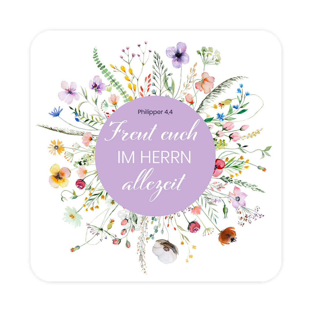 Metallschild "Freut euch im Herrn allezeit" · Bibelvers – Aus Gnade