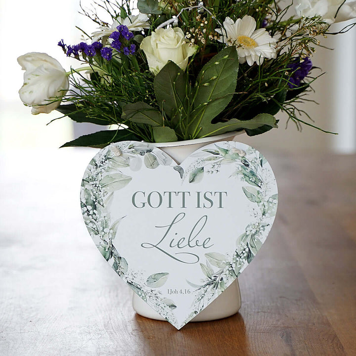 Metallschild "Gott ist Liebe" · Herzform – Aus Gnade