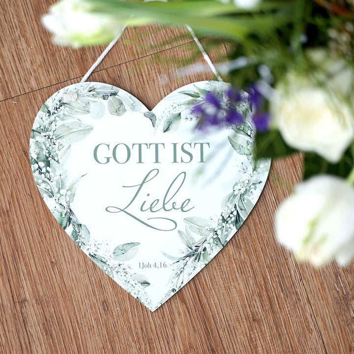 Metallschild "Gott ist Liebe" · Herzform – Aus Gnade