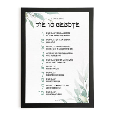 Poster "Die 10 Gebote" · A3 / A4 · Bibelverse Deutsch – Aus Gnade