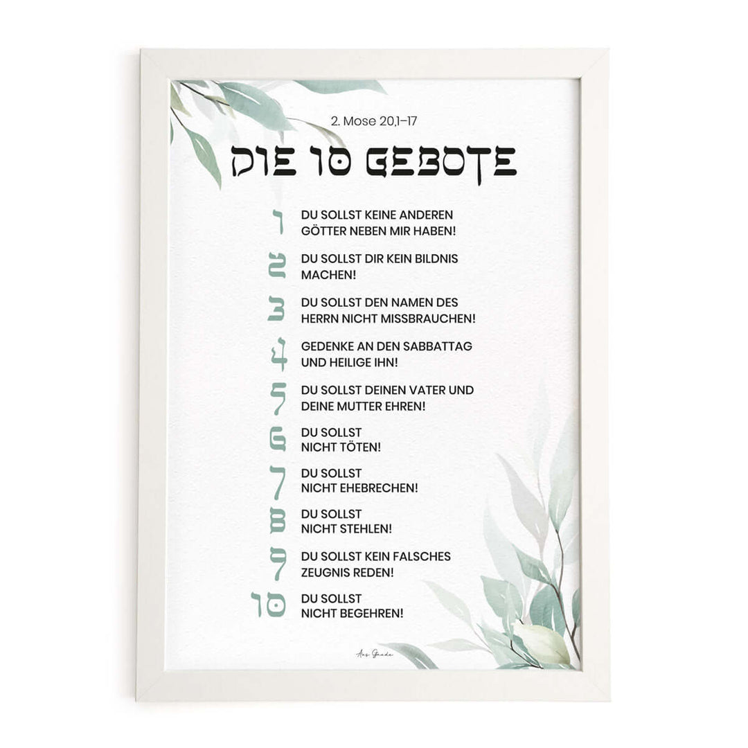 Poster "Die 10 Gebote" · A3 / A4 · Bibelverse Deutsch – Aus Gnade