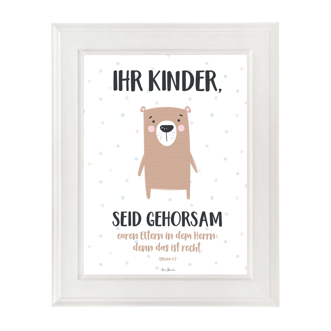 Poster "Ihr Kinder" · Bär · A3 / A4 · Bibelvers Deutsch – Aus Gnade