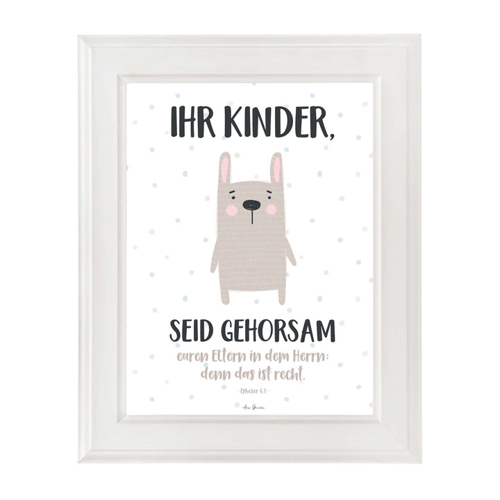 Poster "Ihr Kinder" · Hase · A3 / A4 · Bibelvers Deutsch – Aus Gnade