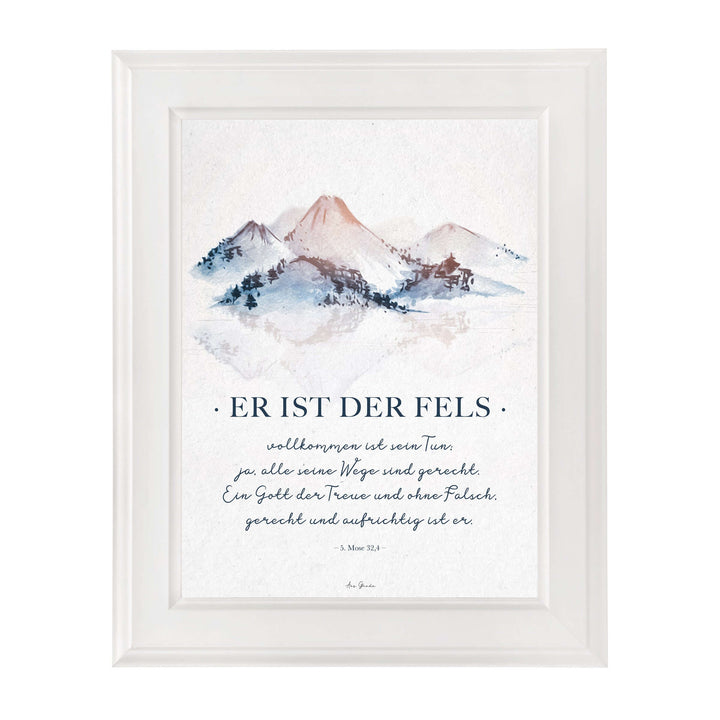 Poster "Er ist der Fels" · A3 / A4 · Bibelvers Deutsch – Aus Gnade