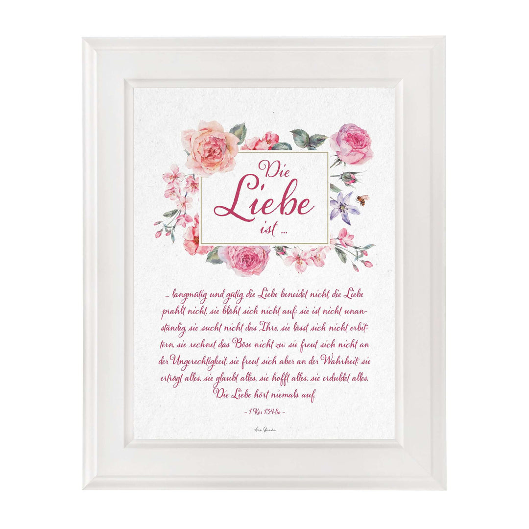 Poster "Die Liebe ist ..." · A3 / A4 · Bibelvers Deutsch – Aus Gnade