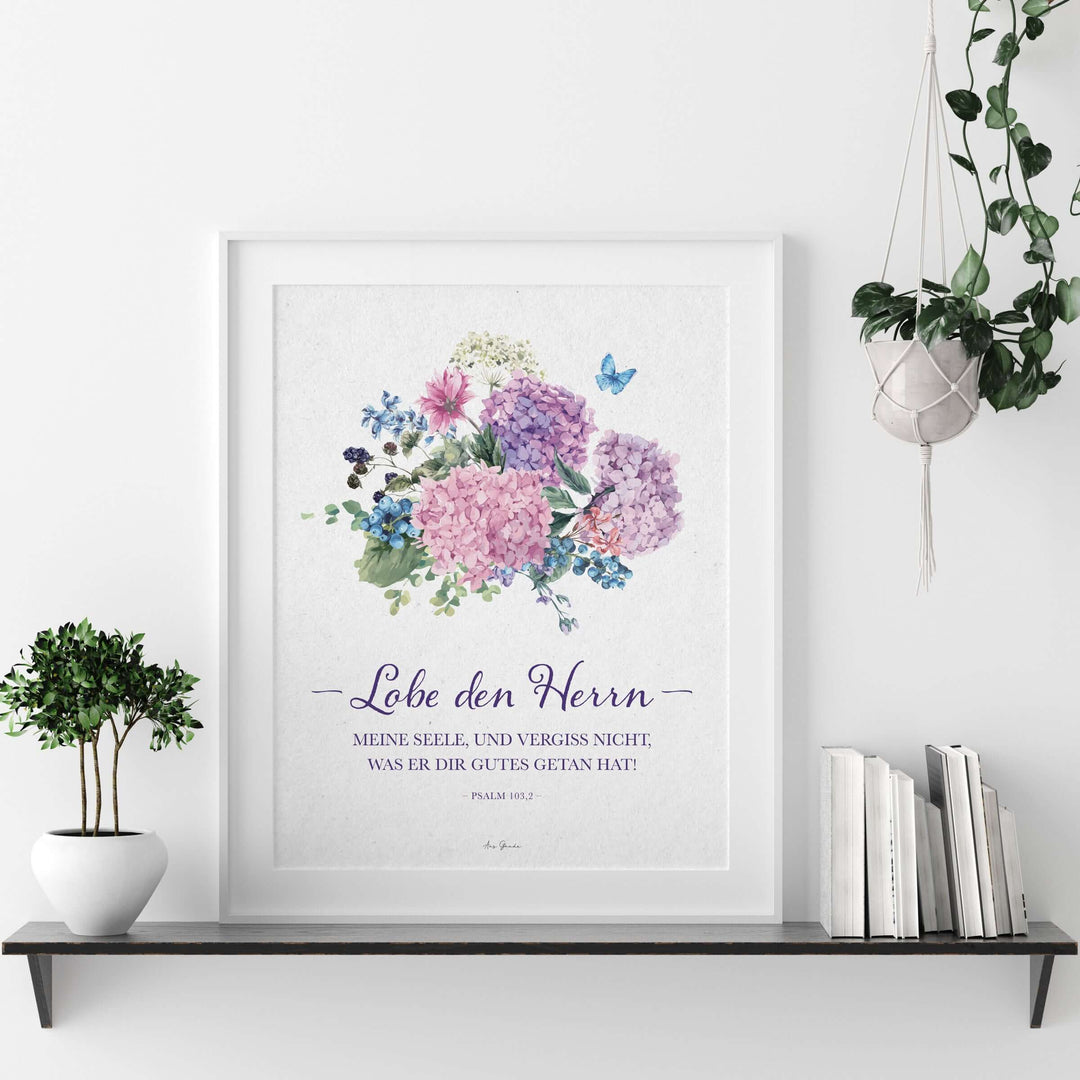 Poster "Lobe den Herrn" · A3 / A4 · Bibelvers Deutsch – Aus Gnade