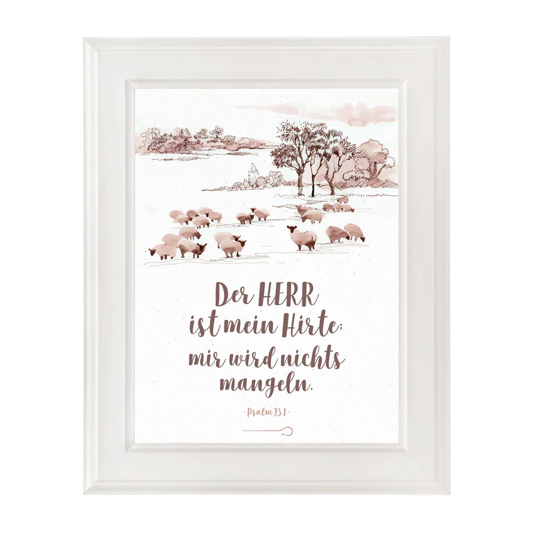 Poster "Der HERR ist mein Hirte" · A3 / A4 · Psalm 23 · Bibelvers Deutsch – Aus Gnade