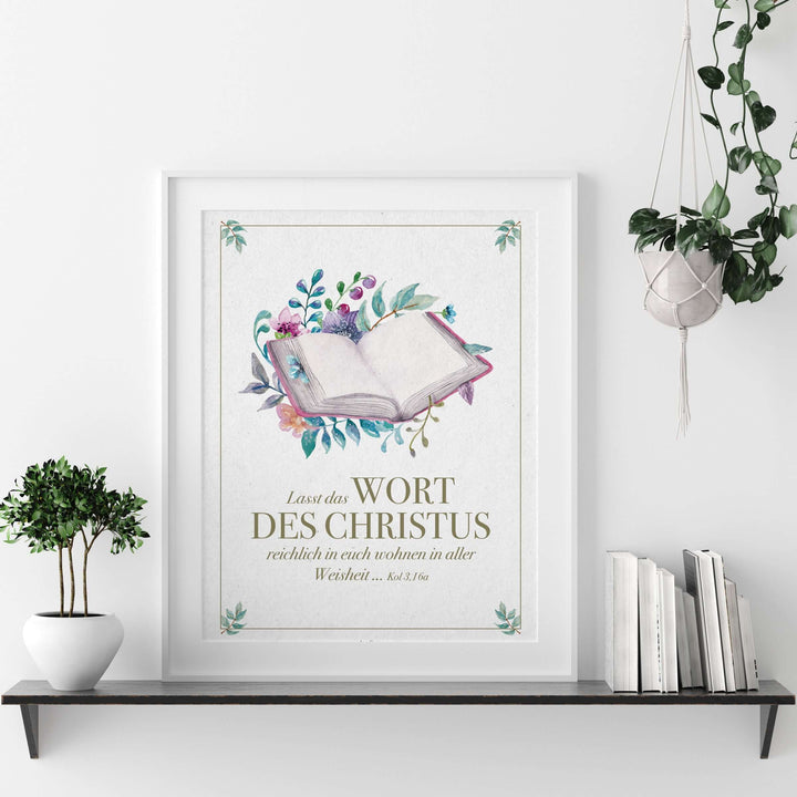 Poster "Wort des Christus" · A3 · Bibelvers Deutsch – Aus Gnade