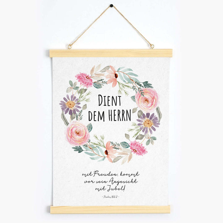Poster "Dient dem Herrn" · Serie Ermutigung · A3 / A4 · Bibelvers Deutsch – Aus Gnade