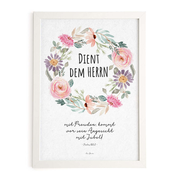 Poster "Dient dem Herrn" · Serie Ermutigung · A3 / A4 · Bibelvers Deutsch – Aus Gnade