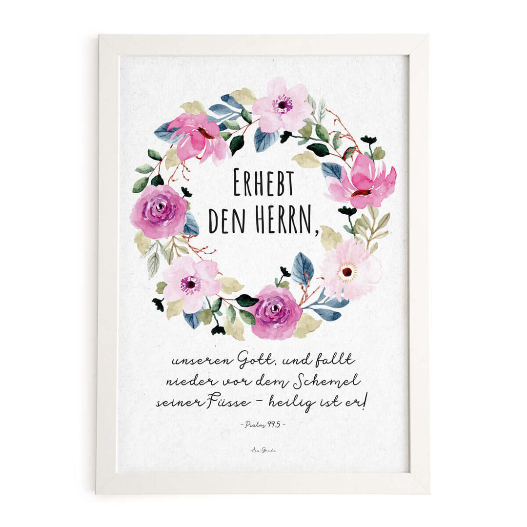 Poster "Erhebt den Herrn" · Serie Ermutigung · A3 / A4 · Bibelvers Deutsch – Aus Gnade