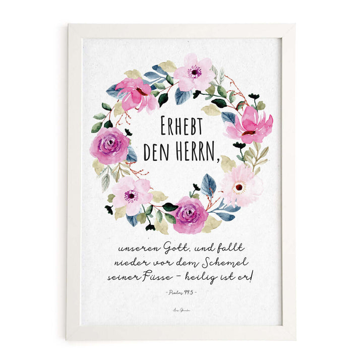 Poster "Erhebt den Herrn" · Serie Ermutigung · A3 / A4 · Bibelvers Deutsch – Aus Gnade