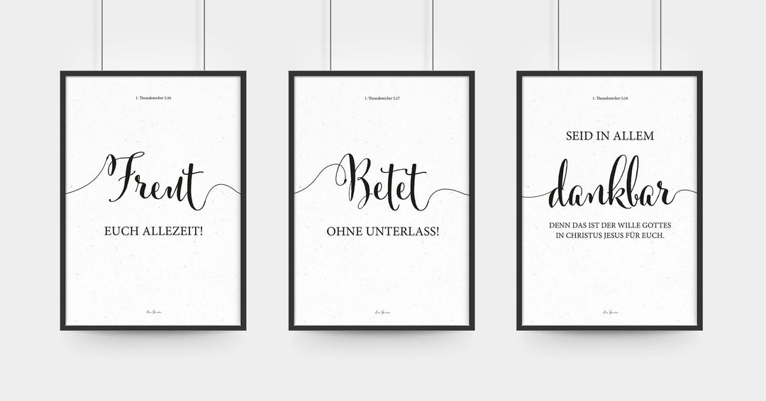 Poster "Freut betet dankt" · 3er Set · A3 / A4 · Bibelvers Deutsch – Aus Gnade