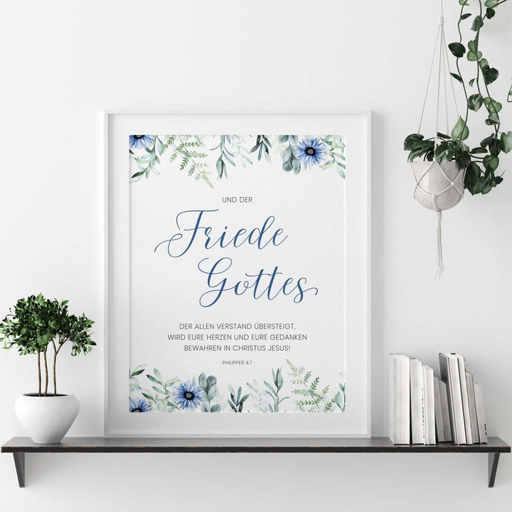 Poster "Friede Gottes" · A4 / A3 · Bibelvers Deutsch – Aus Gnade