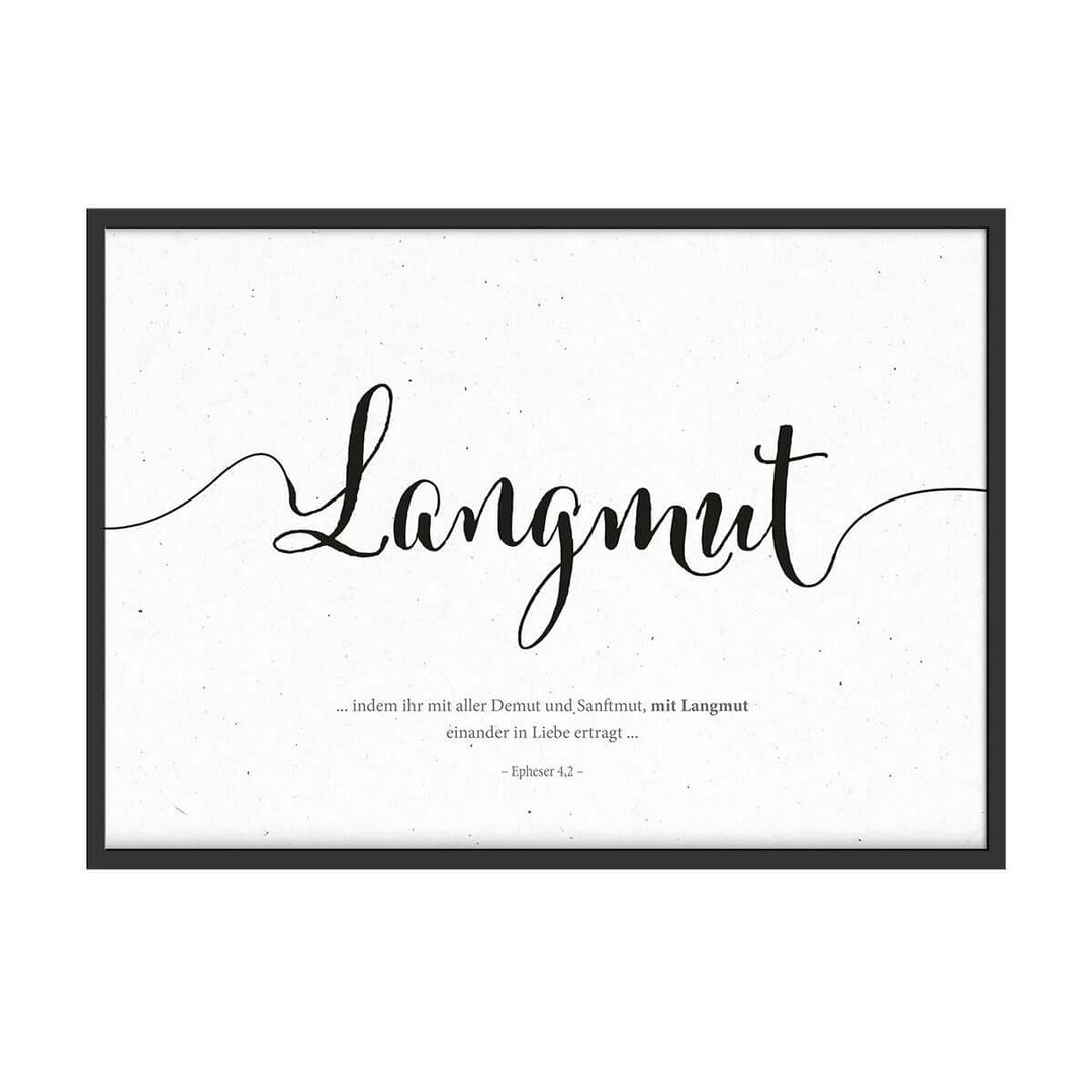 Poster Bibelvers "Langmut" · A4 Querformat · Lettering · Deutsch – Aus Gnade