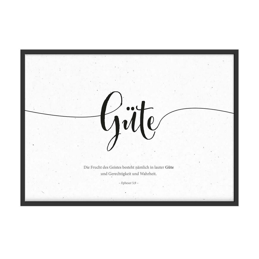 Poster Bibelvers "Güte" · A4 Querformat · Lettering · Deutsch – Aus Gnade