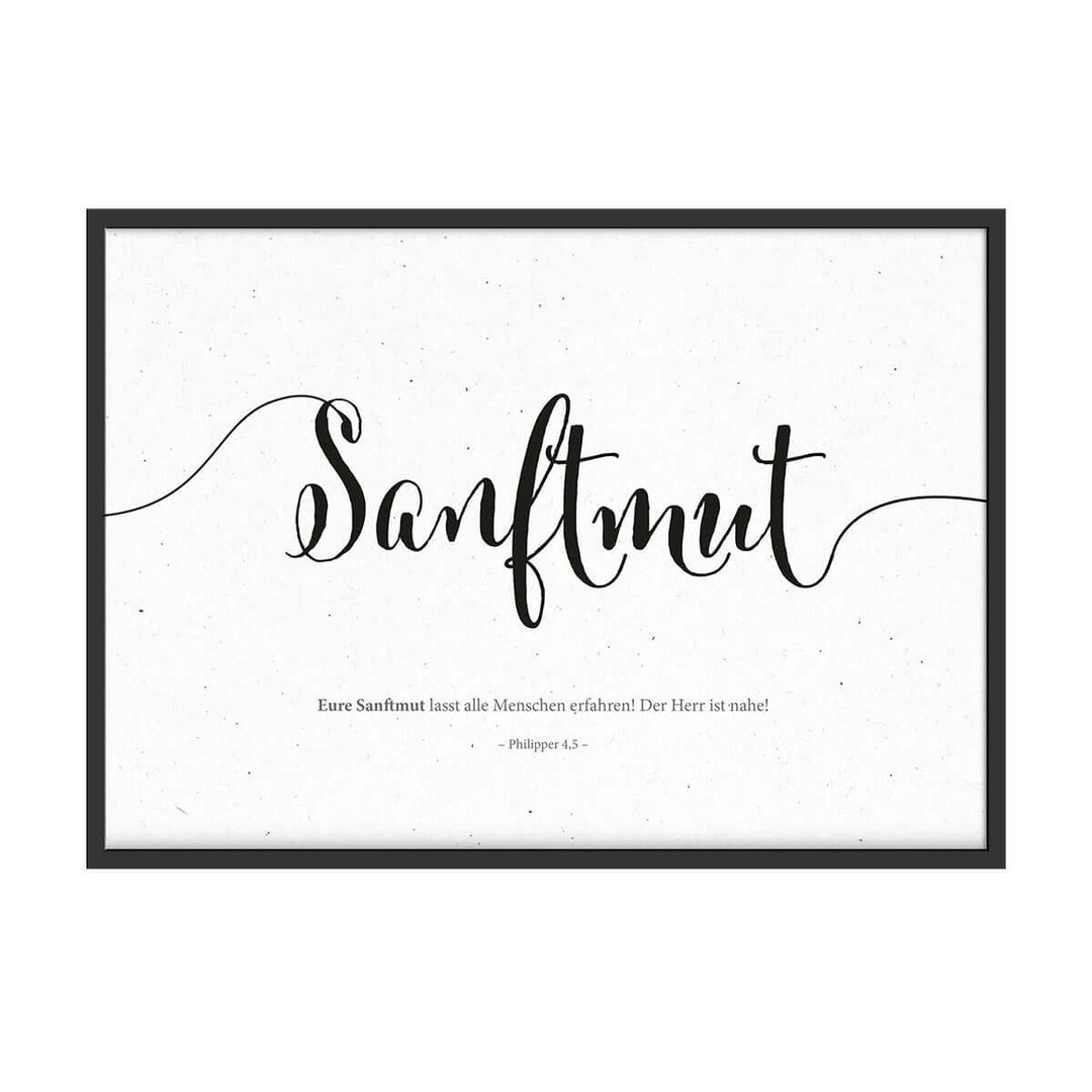 Poster Bibelvers "Sanftmut" · A4 Querformat · Lettering · Deutsch – Aus Gnade