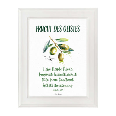 Poster "Frucht des Geistes" · Oliven · A3 / A4 · Bibelvers Deutsch – Aus Gnade