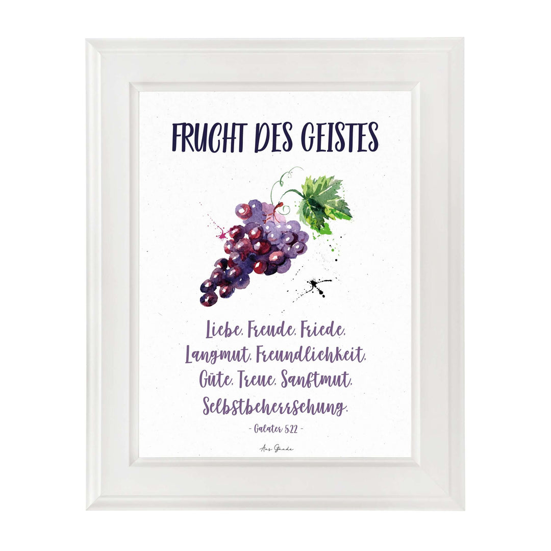 Poster "Frucht des Geistes" · Trauben · A3 / A4 · Bibelvers Deutsch – Aus Gnade