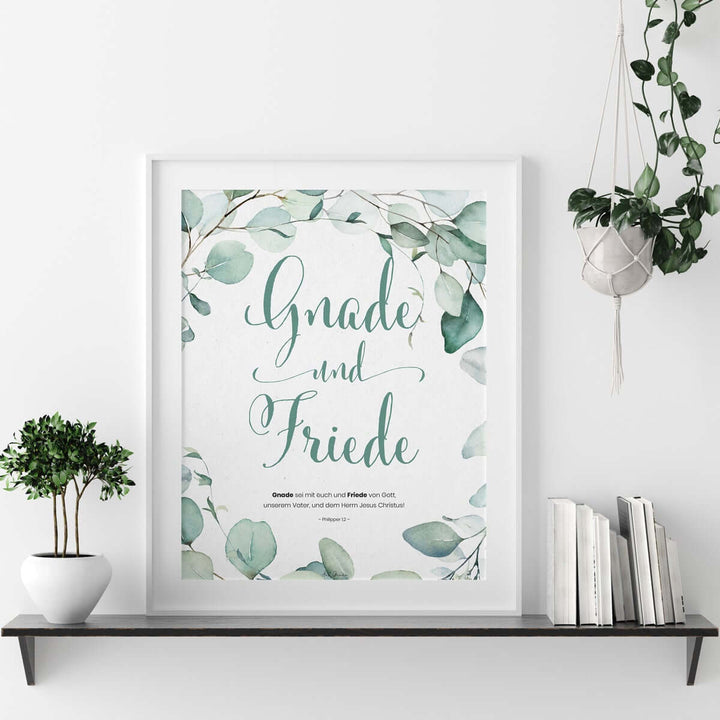 Poster "Gnade und Friede" · A3 / A4 · Bibelvers Deutsch – Aus Gnade