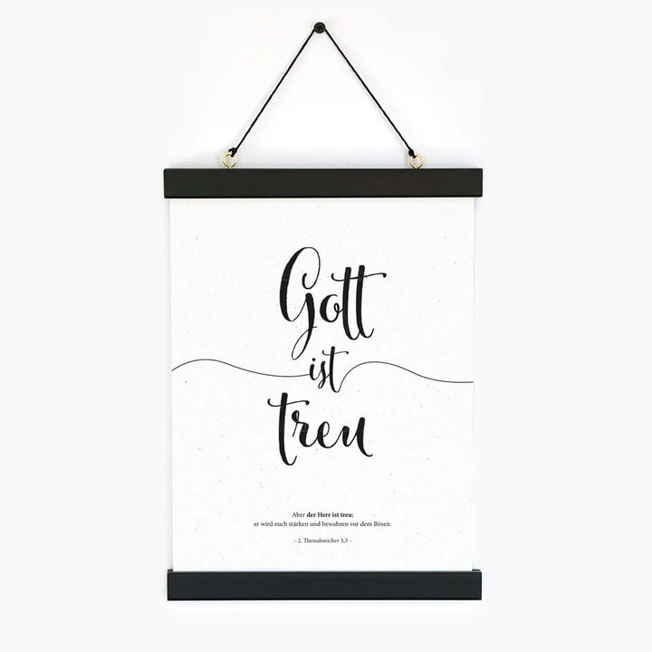Poster "Gott ist treu" · Lettering s/w · Bibelvers Deutsch – Aus Gnade