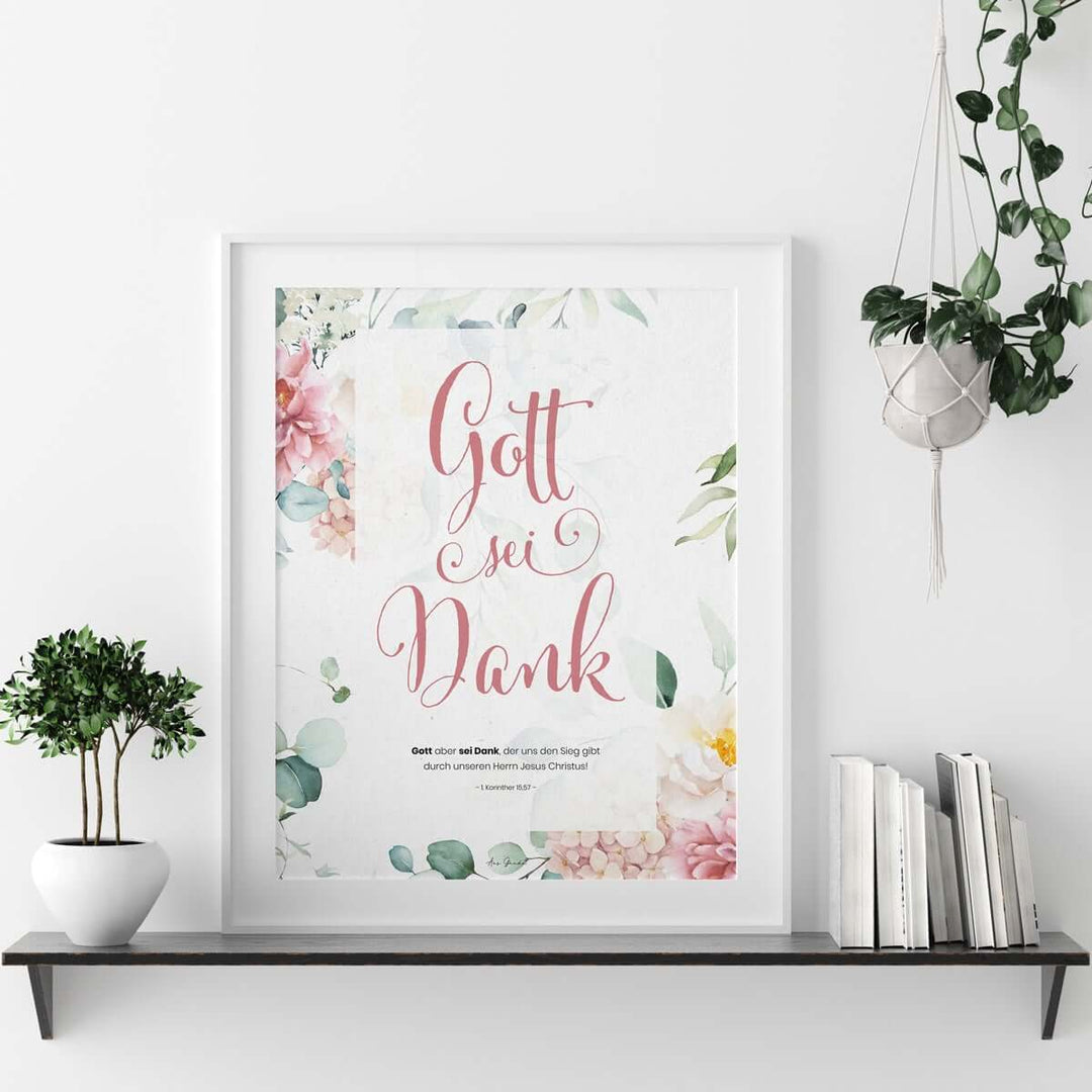 Poster "Gott sei Dank" · A3 / A4 · Bibelvers Deutsch – Aus Gnade